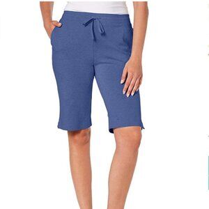 Karen Scott Sport Cotton Pull On Heather Blue Navy Skimmer Shorts XS Extra Small